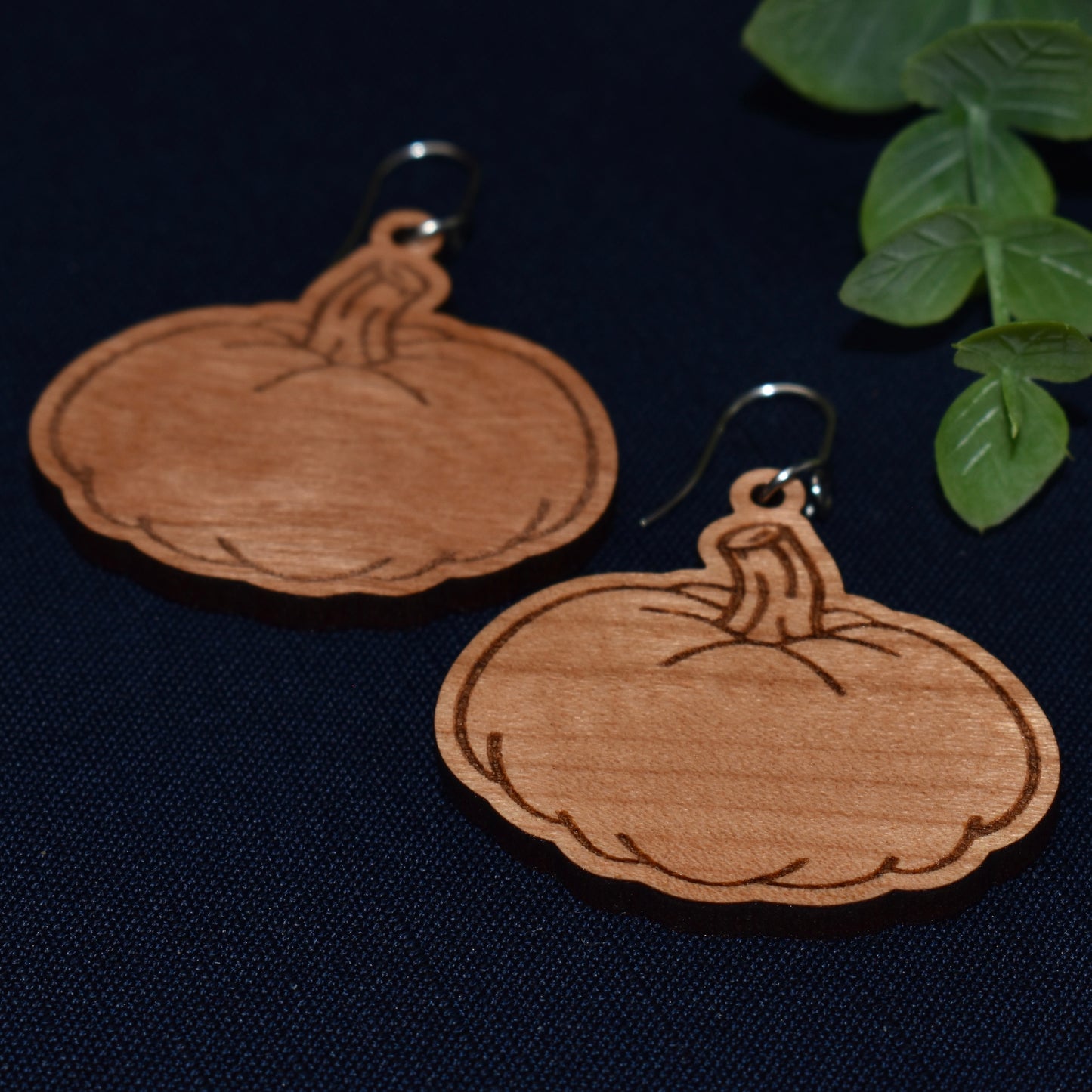 Engraved Pumpkin Drop Earring