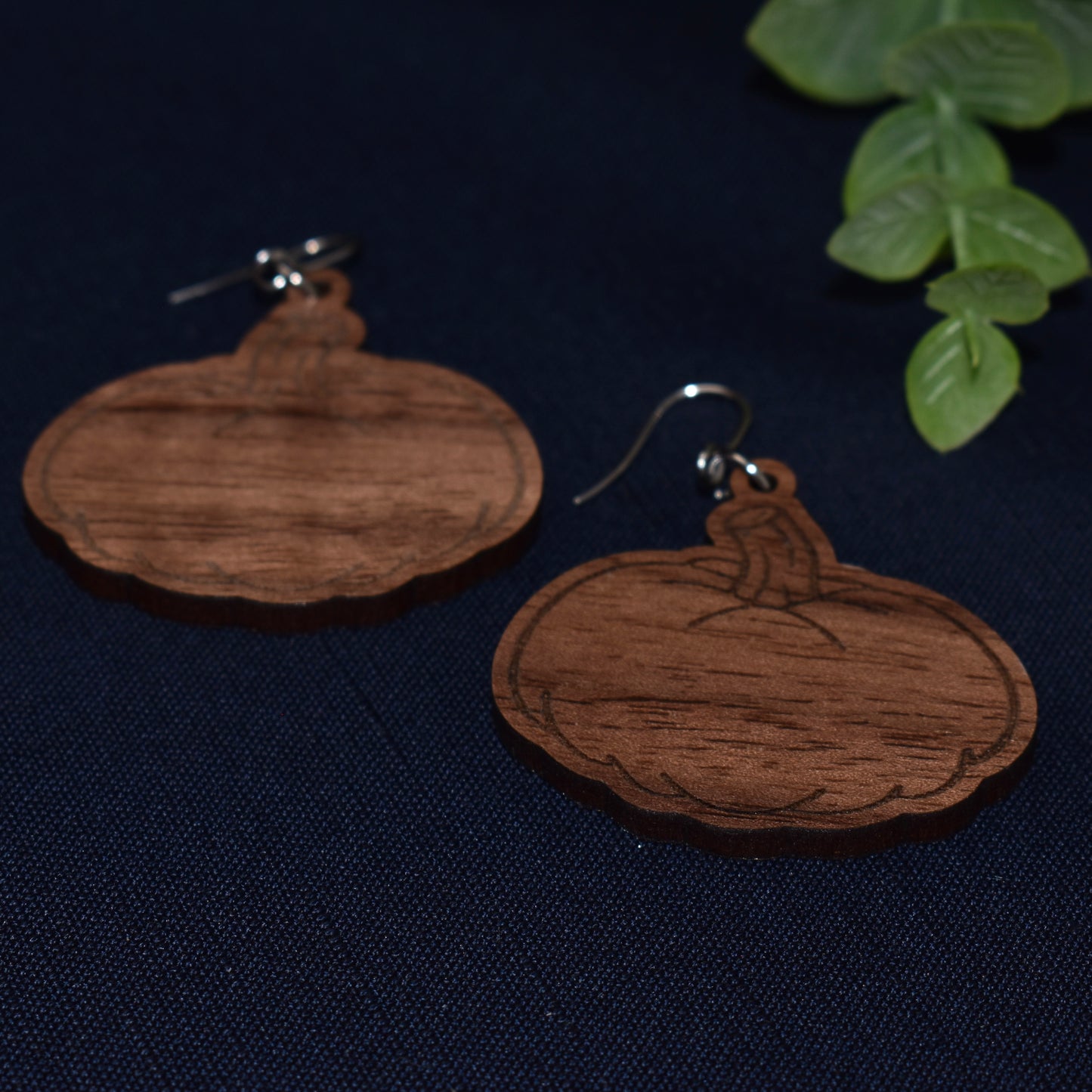 Engraved Pumpkin Drop Earring