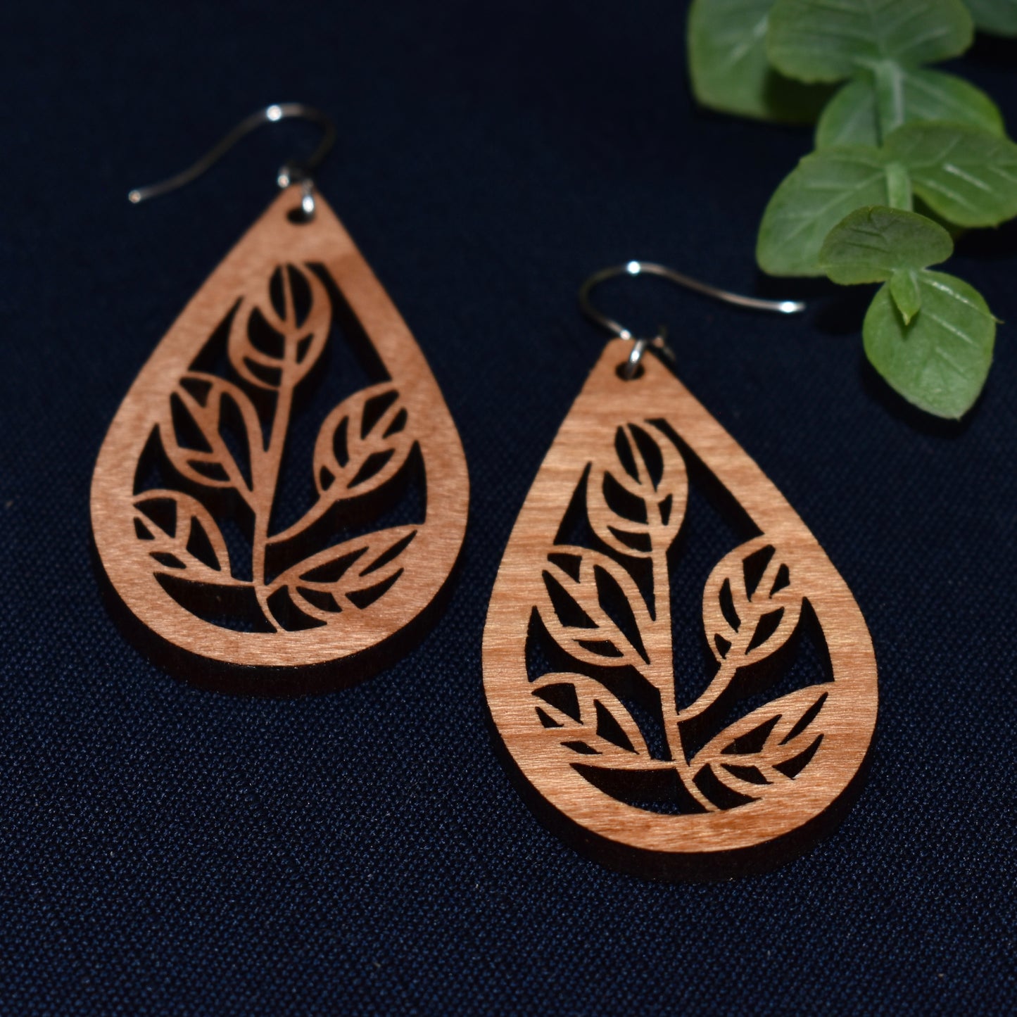 Teardrop with Leaves Drop Earring