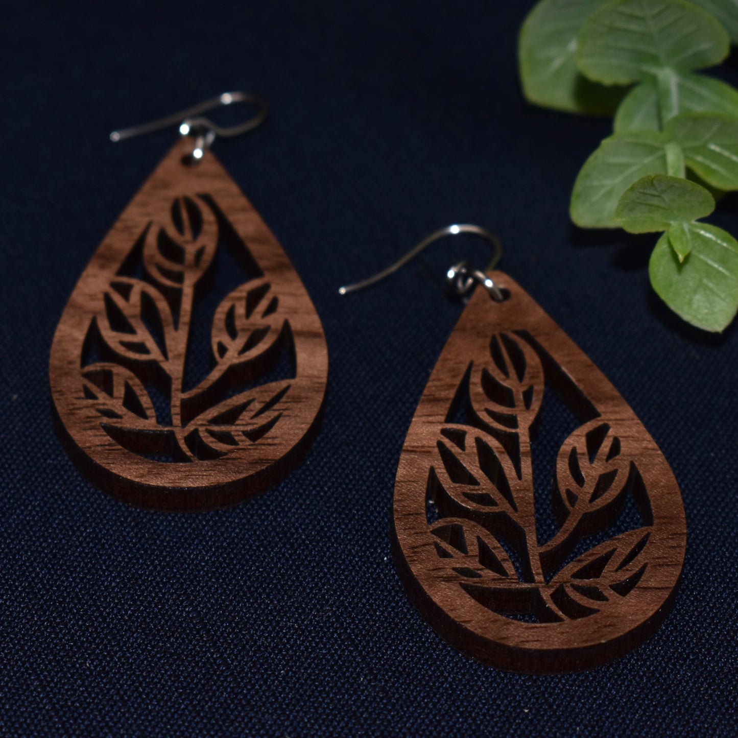 Teardrop with Leaves Drop Earring