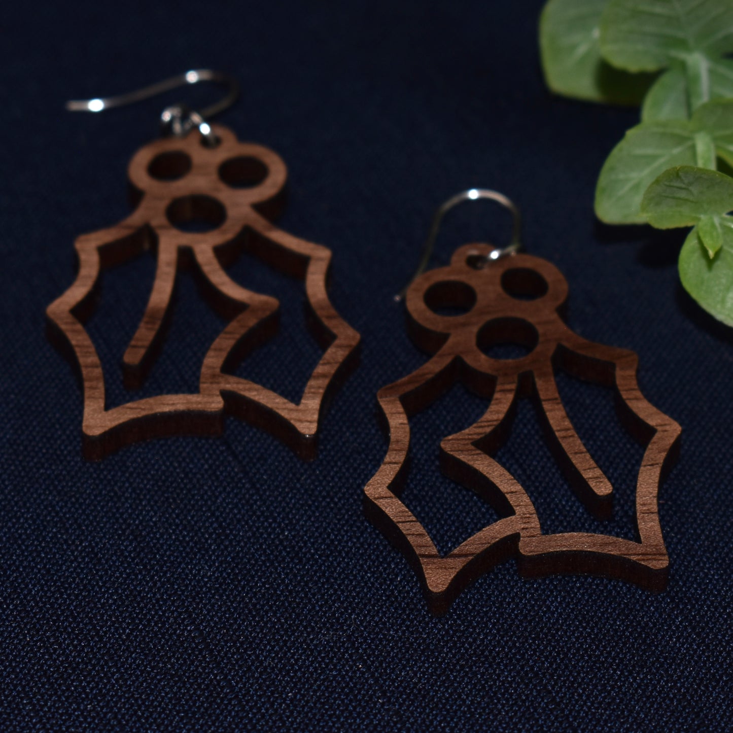 Christmas Holly & Berries Drop Earrings