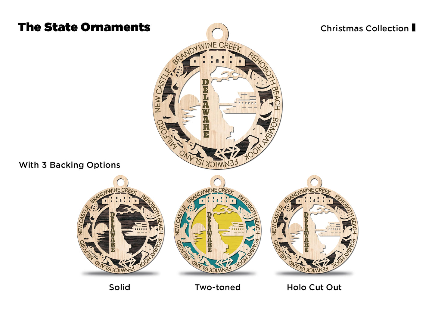 State Ornaments - CO - CT - DE - FL - GA - USA