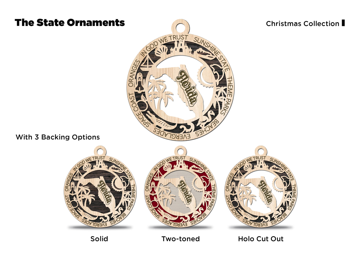 State Ornaments - CO - CT - DE - FL - GA - USA