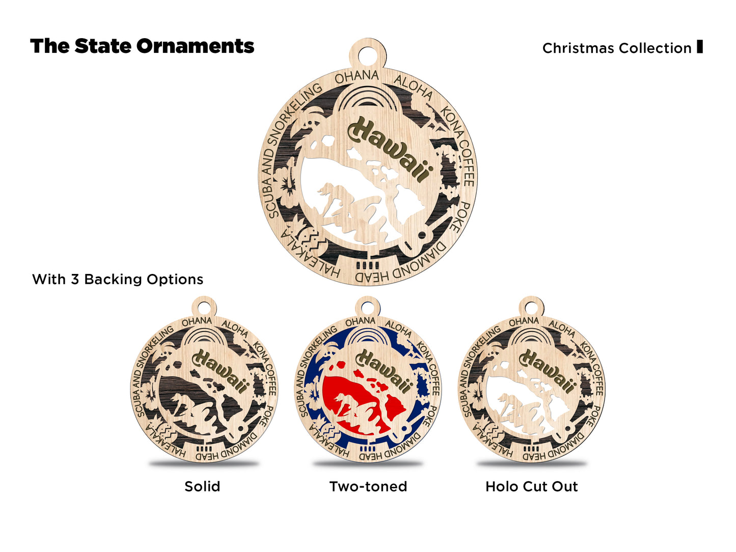 State Ornaments - HI - ID - IL - IN - IA - USA