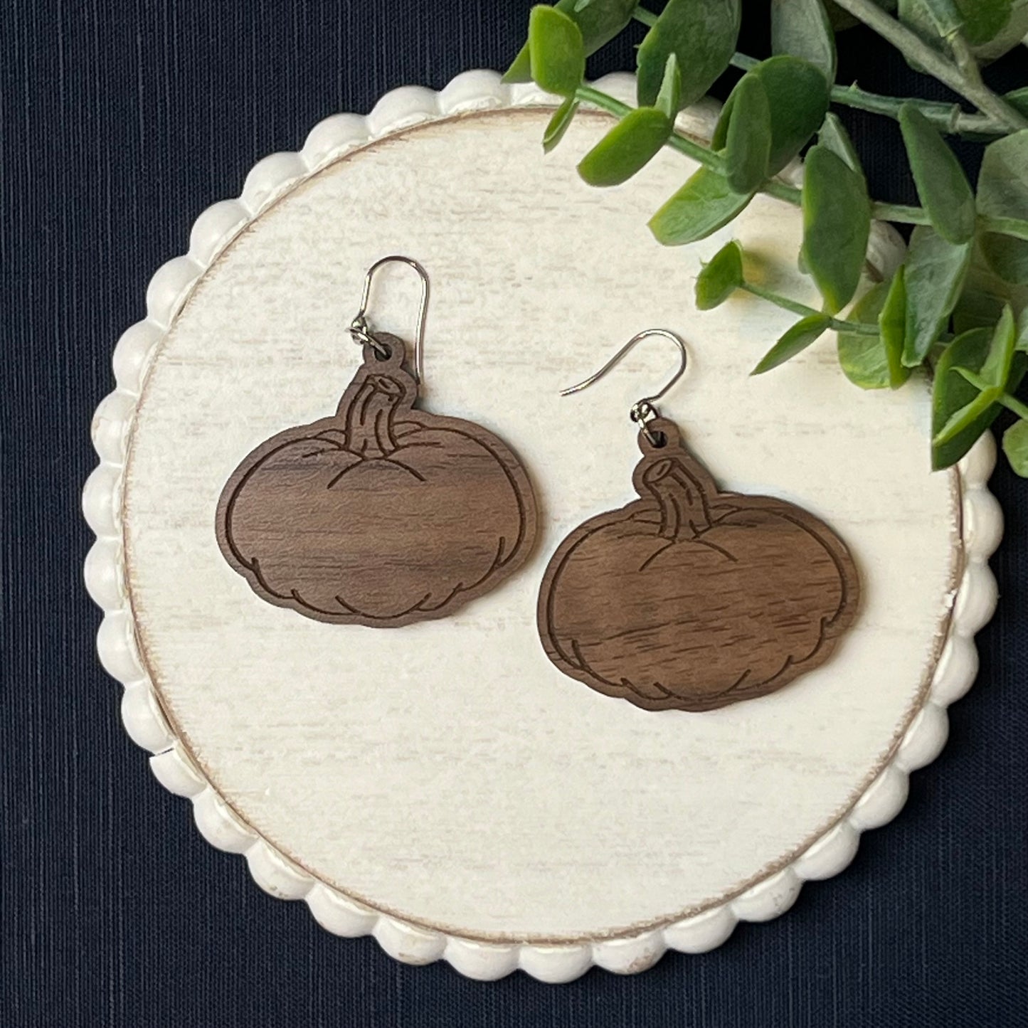 Engraved Pumpkin Drop Earring