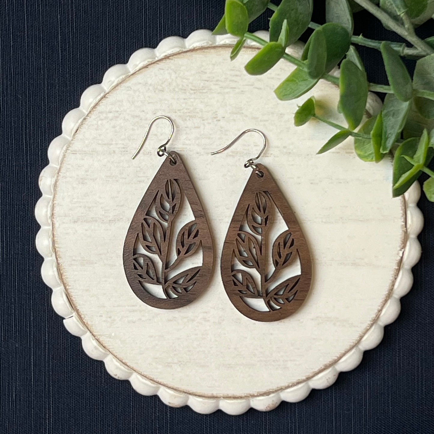 Teardrop with Leaves Drop Earring