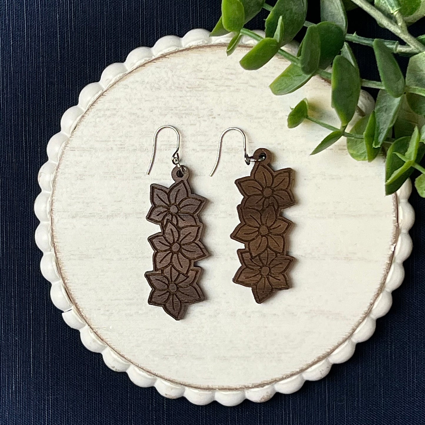 Winter Poinsettia Drop Earring