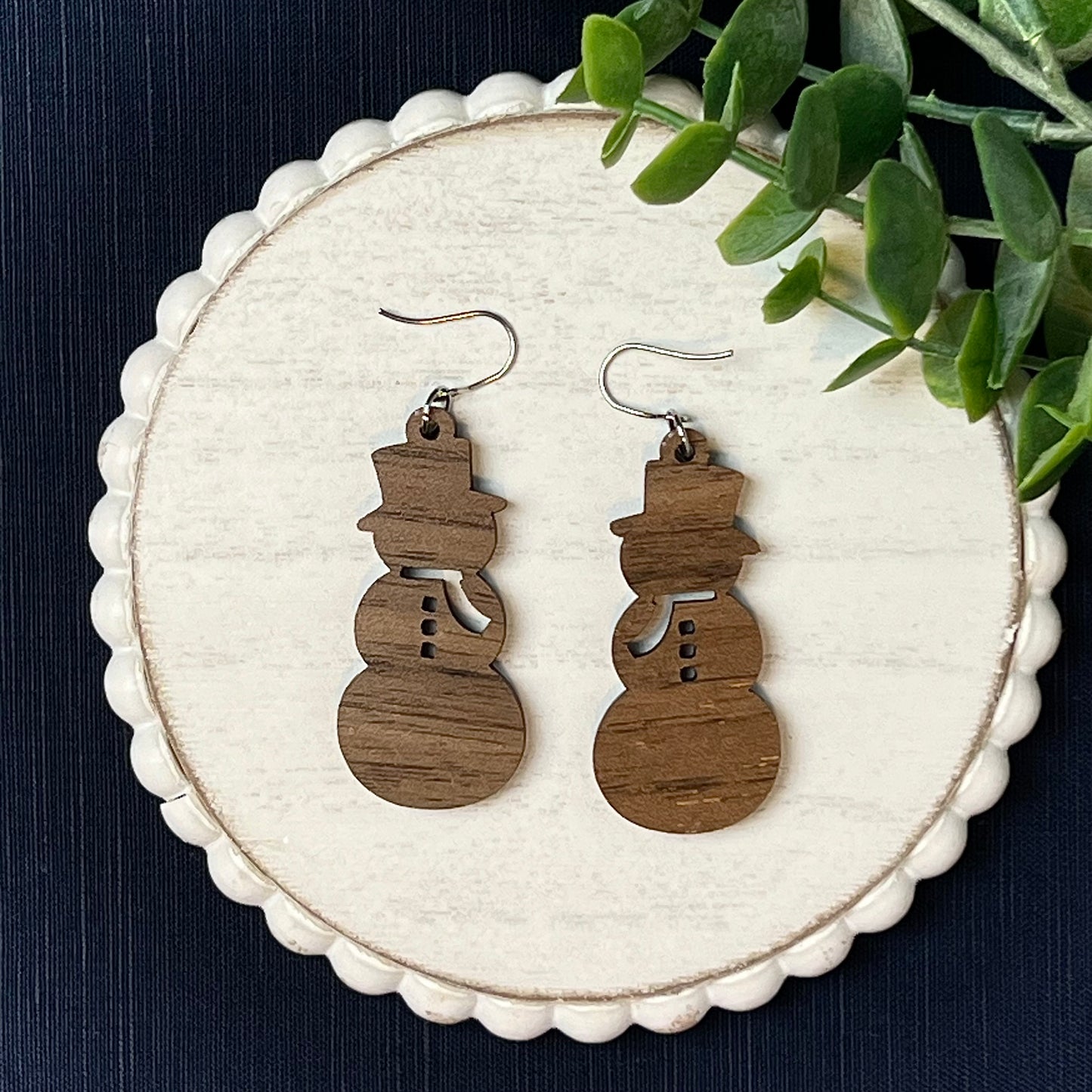 Snowman with Scarf Earrings