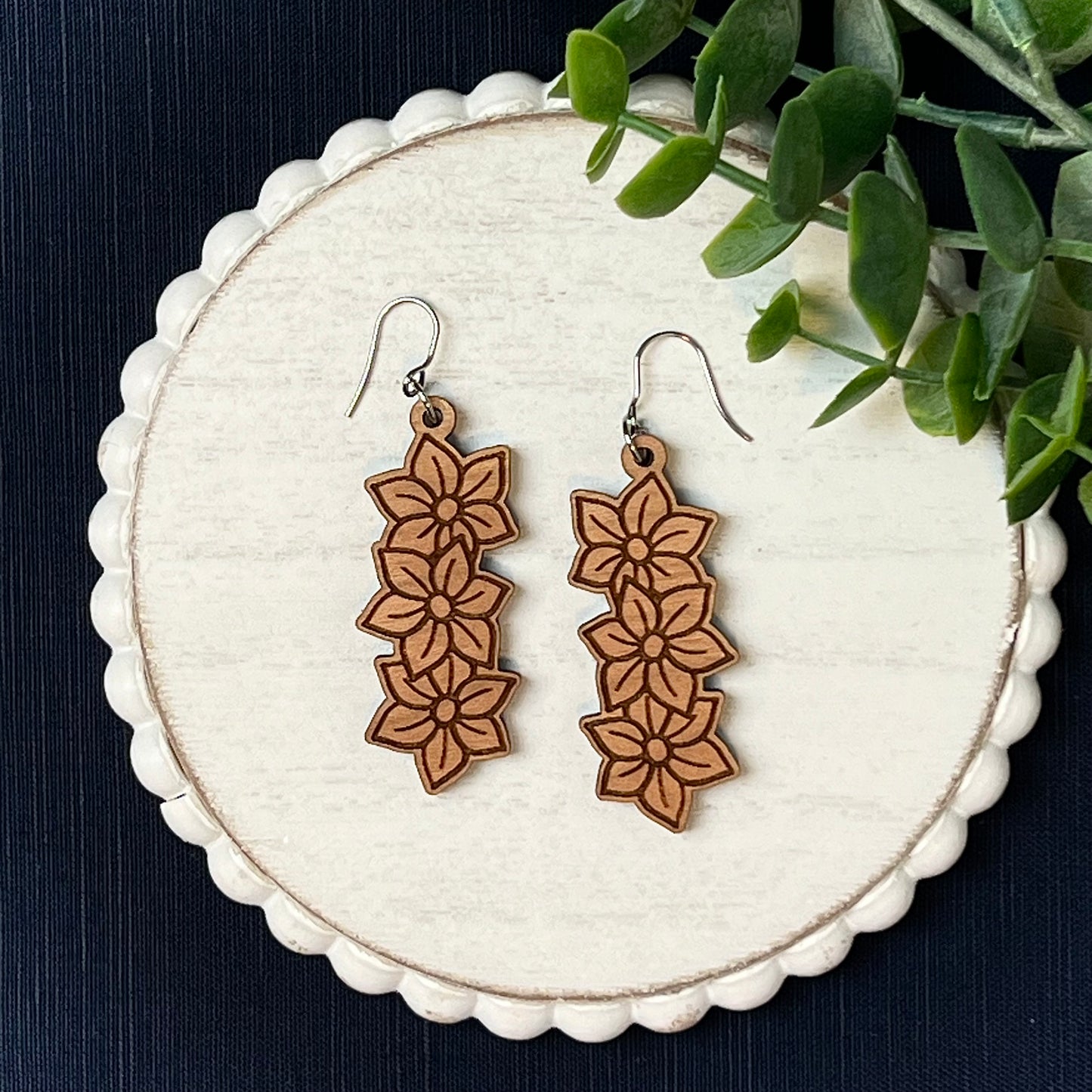 Winter Poinsettia Drop Earring