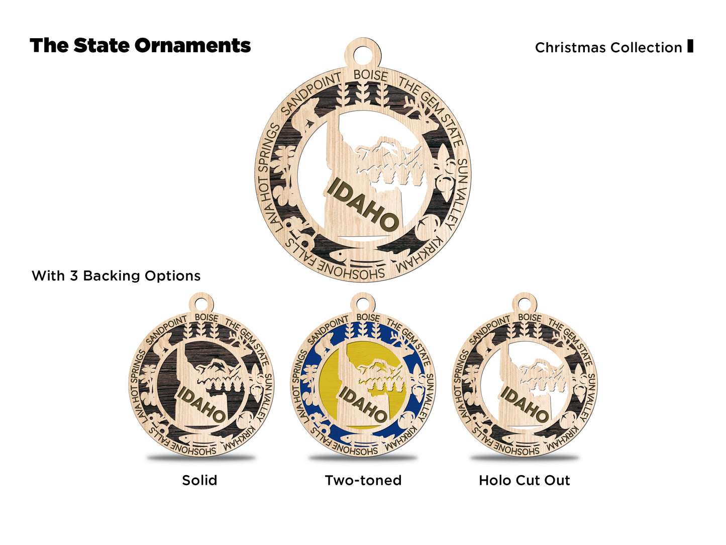 State Ornaments - HI - ID - IL - IN - IA - USA