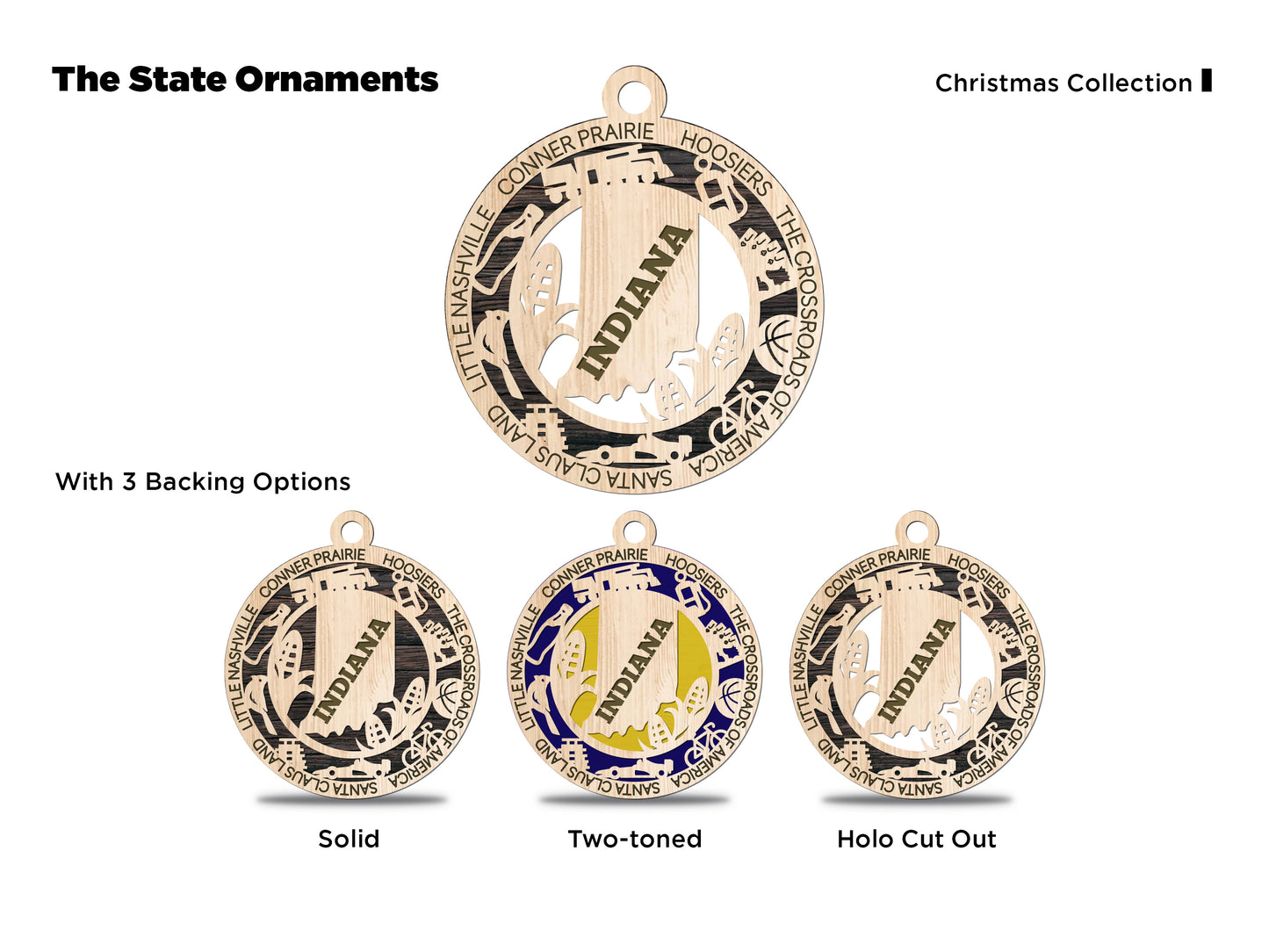 State Ornaments - HI - ID - IL - IN - IA - USA