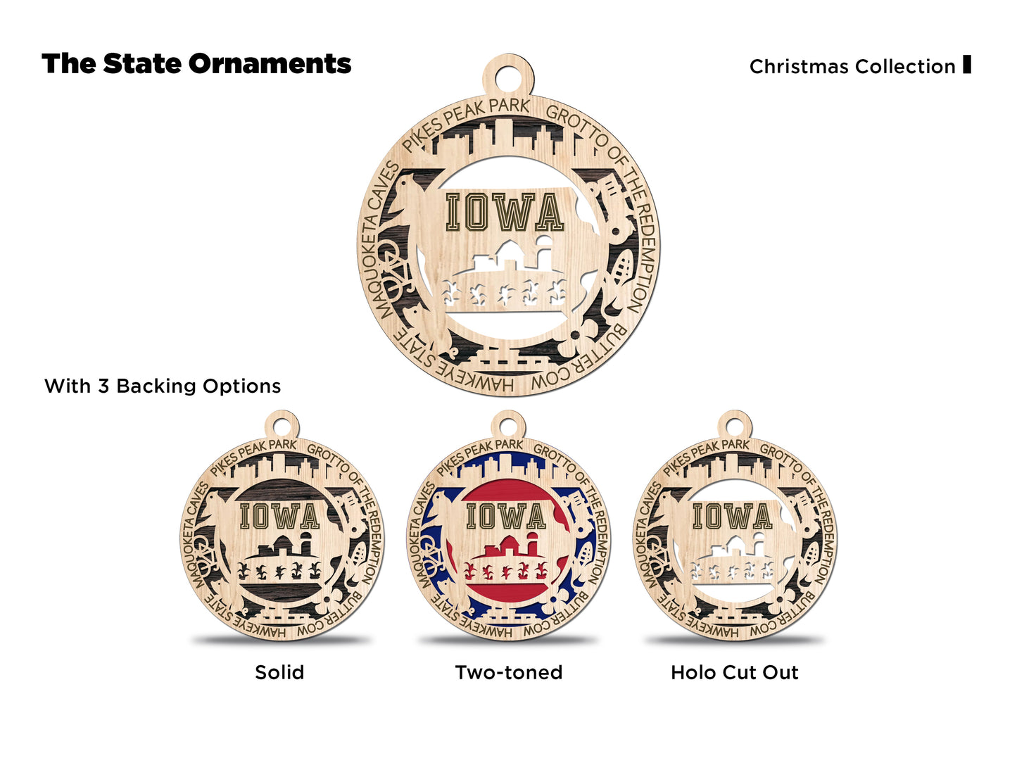 State Ornaments - HI - ID - IL - IN - IA - USA