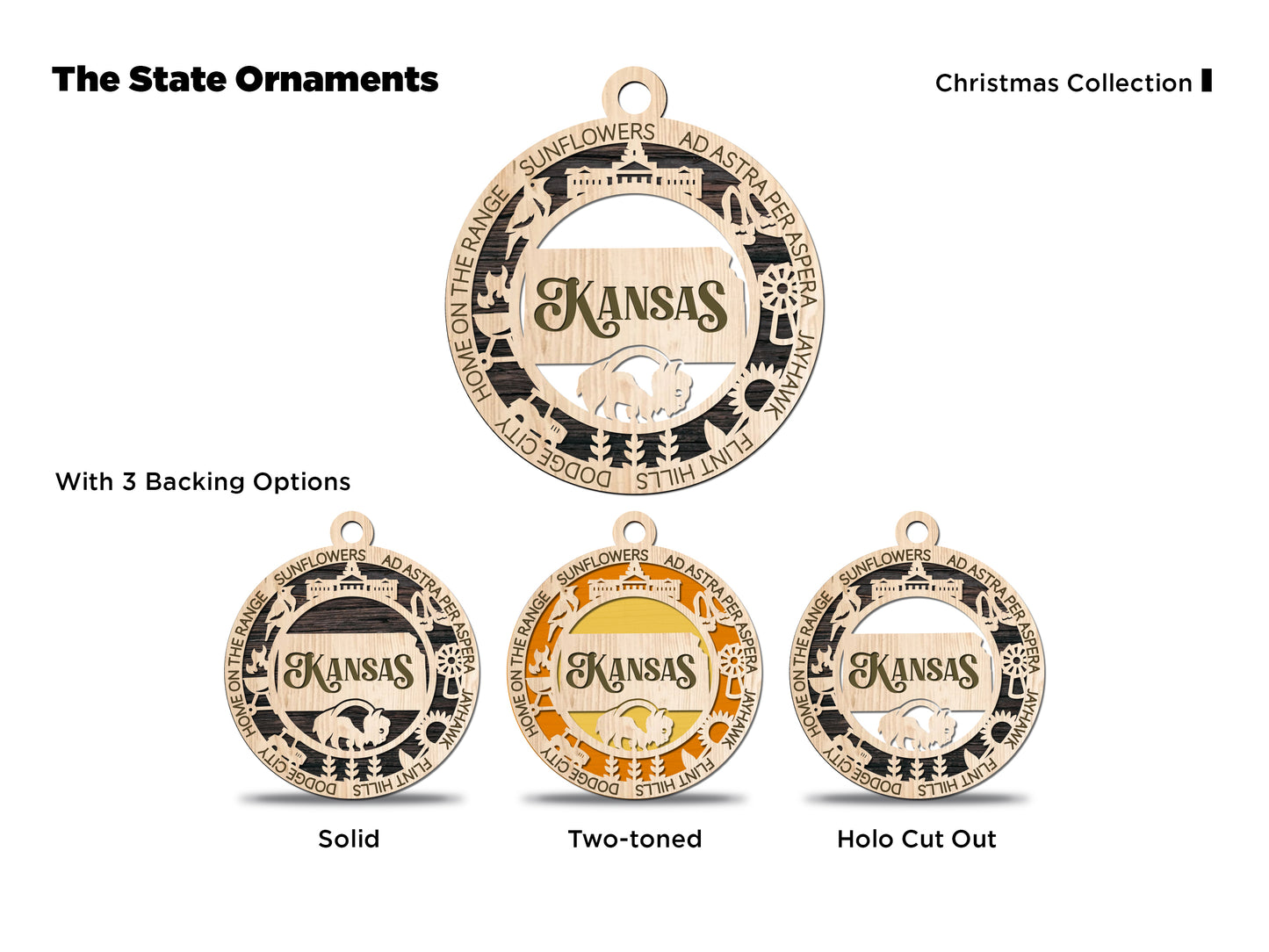 State Ornaments - KS - KY - LA - ME - MD - USA