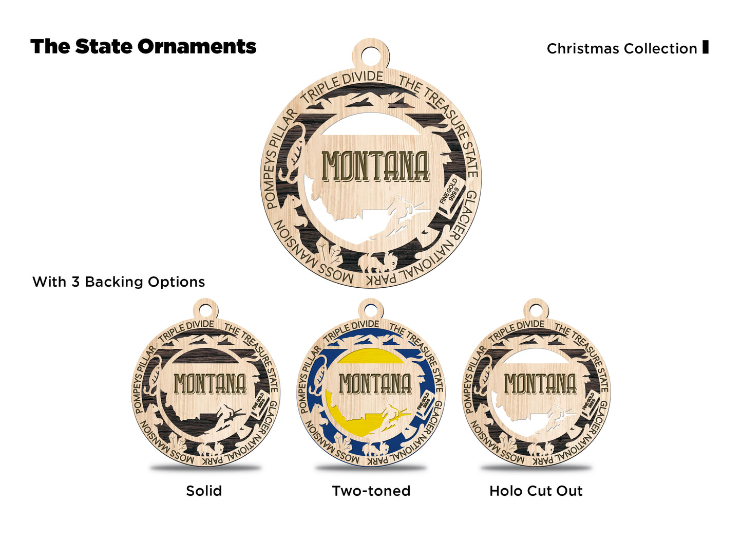 State Ornaments - MT - NE - NV - NH - NJ - USA