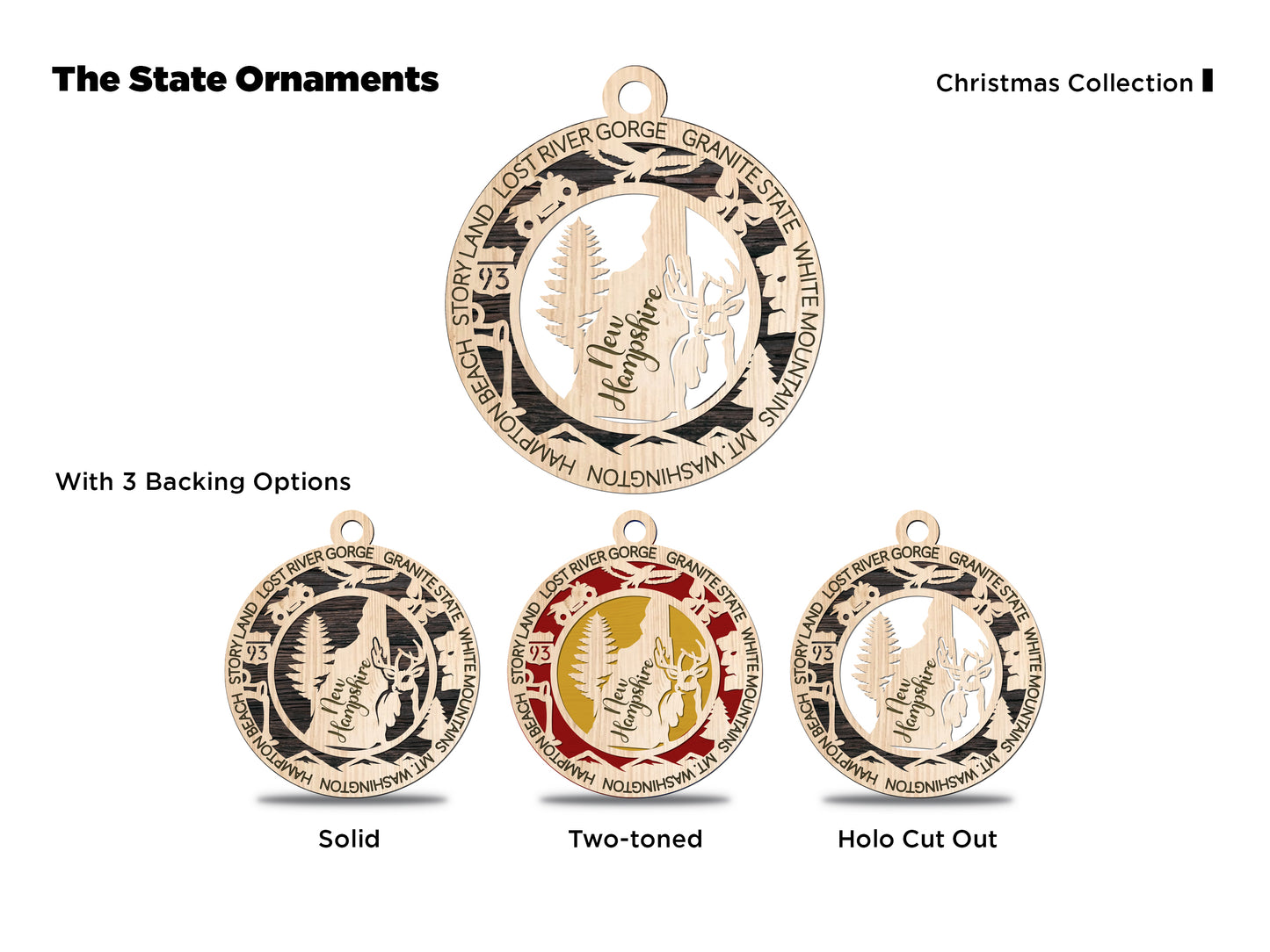 State Ornaments - MT - NE - NV - NH - NJ - USA