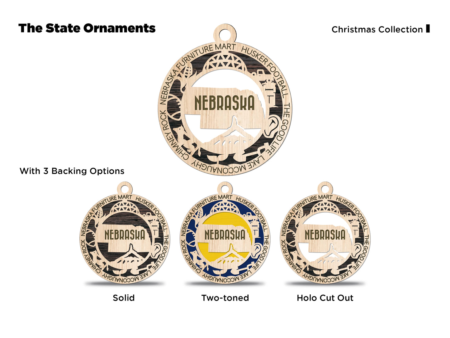State Ornaments - MT - NE - NV - NH - NJ - USA