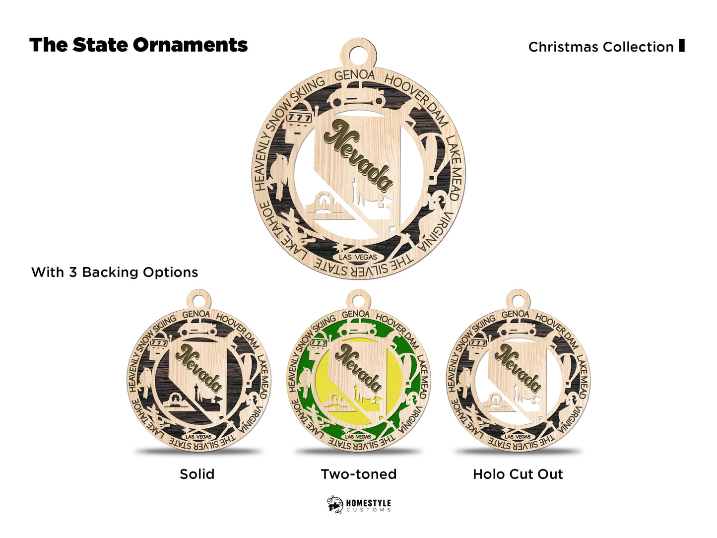 State Ornaments - MT - NE - NV - NH - NJ - USA