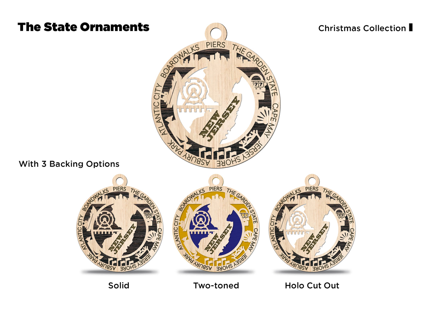 State Ornaments - MT - NE - NV - NH - NJ - USA