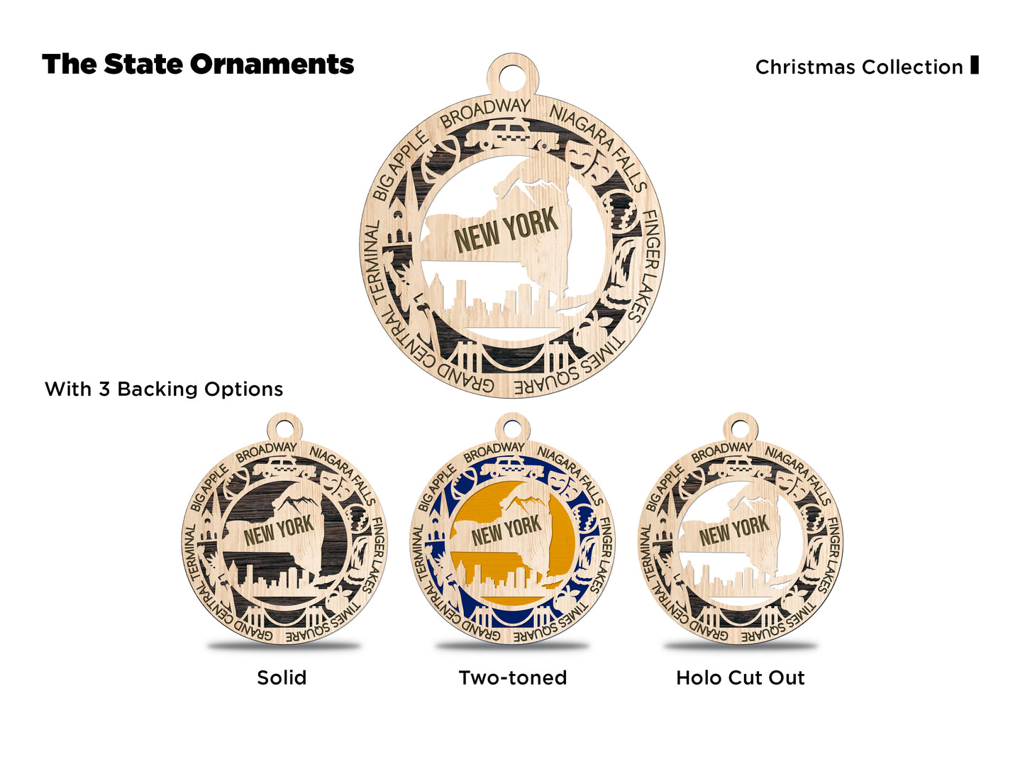 State Ornaments - NM - NY - NC - ND - OH - USA