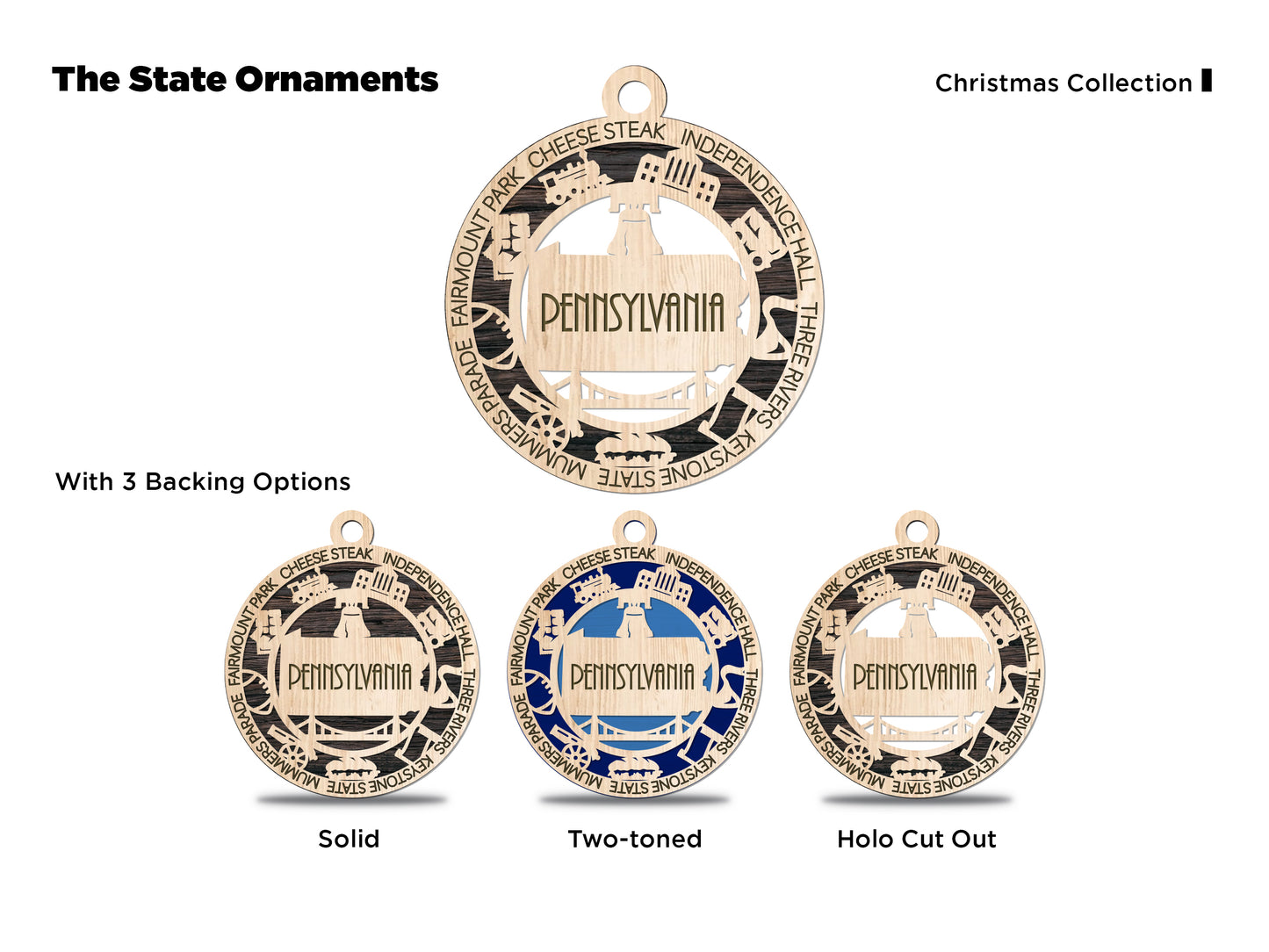 State Ornaments - OK - OR - PA - RI - SC - USA