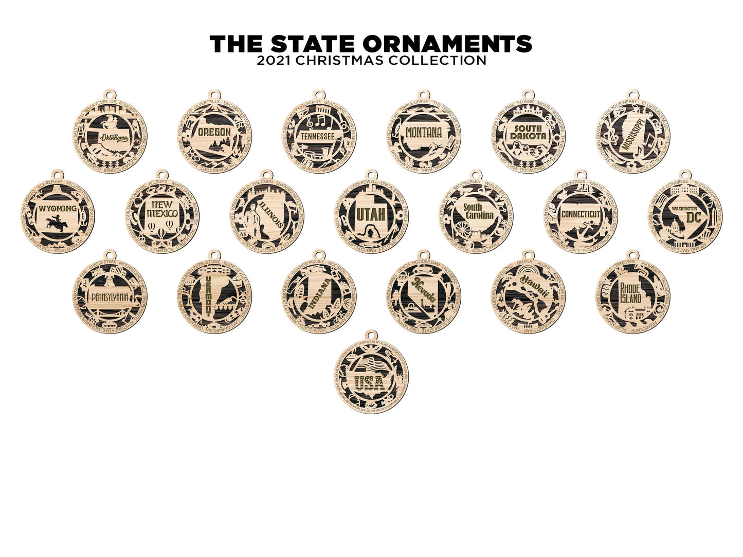 State Ornaments - AL - AK - AR - AZ - CA - USA