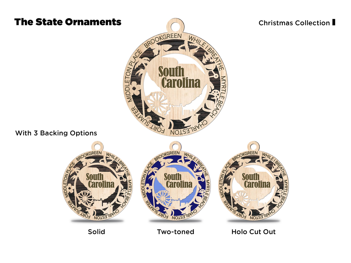 State Ornaments - OK - OR - PA - RI - SC - USA