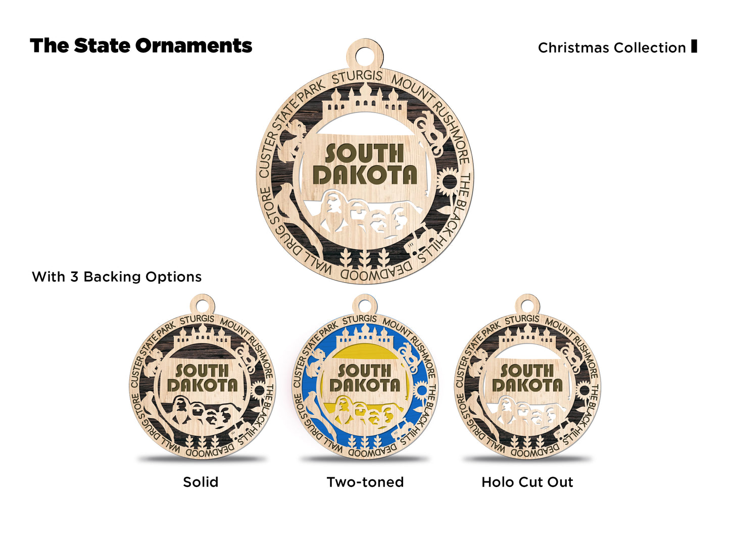State Ornaments - SD - TN - TX - UT - VT - USA
