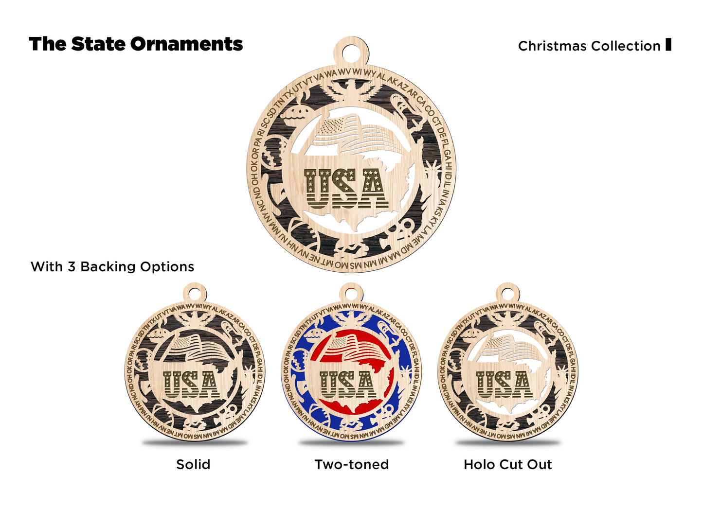 State Ornaments - MA - MI - MN - MS - MO - USA