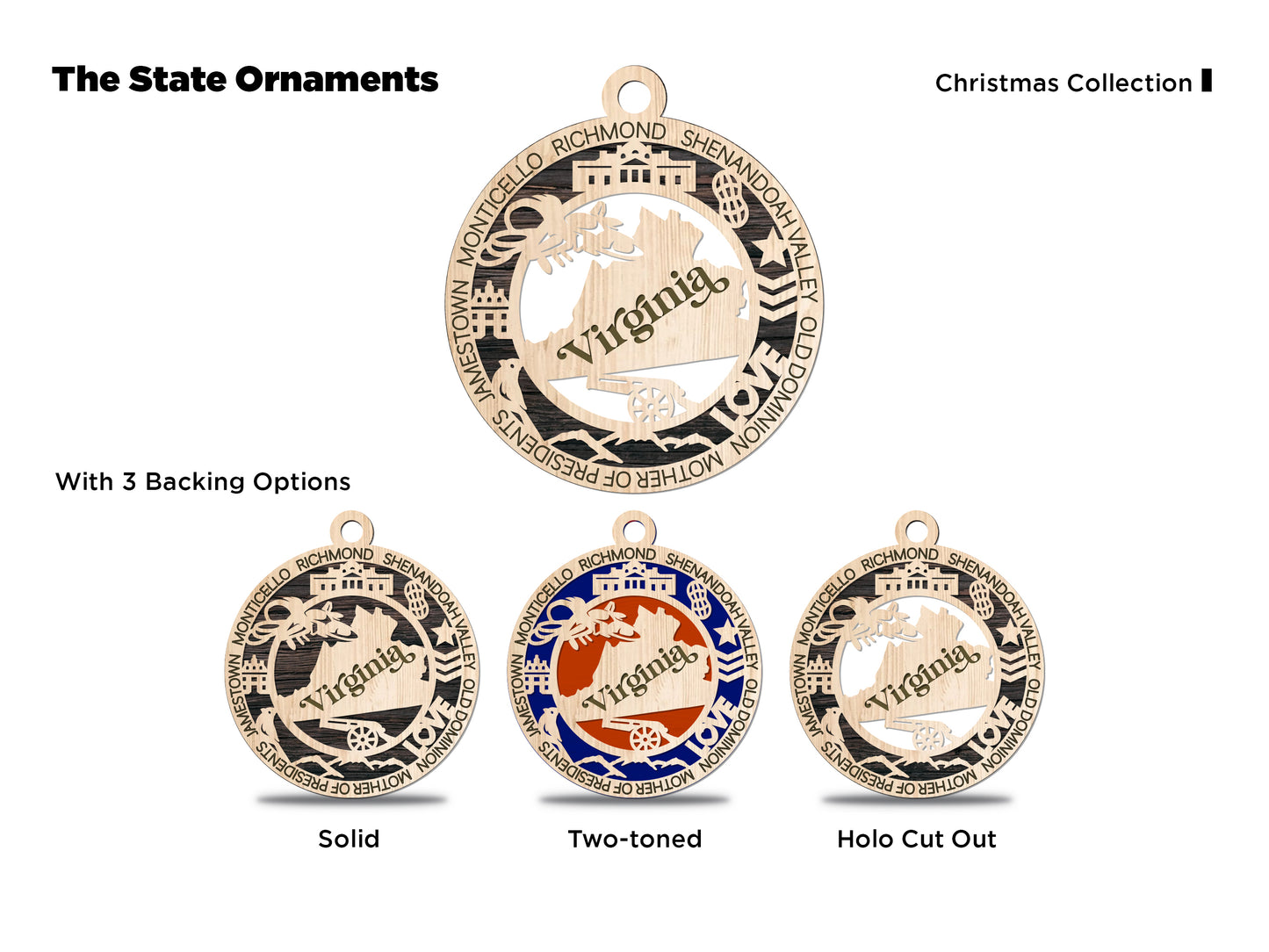 State Ornaments - VA - WA - WV - WI - WY - DC - USA