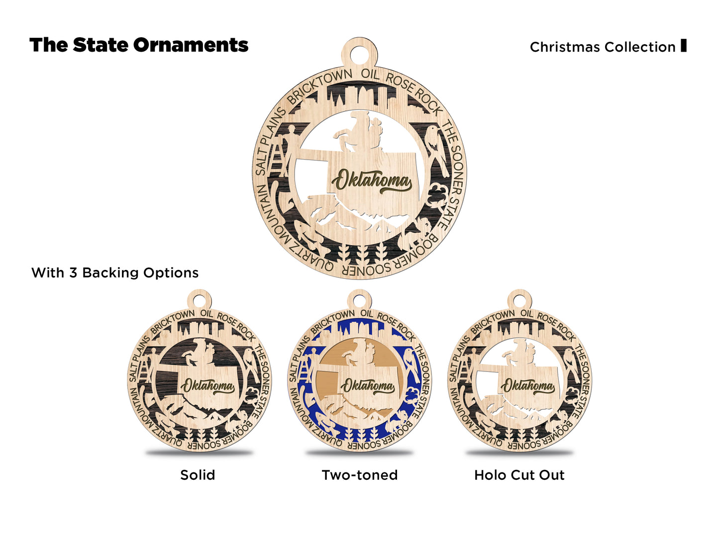 State Ornaments - OK - OR - PA - RI - SC - USA